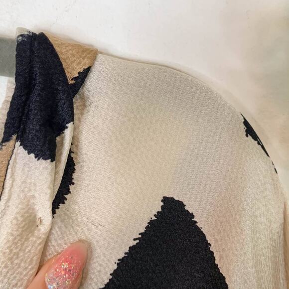 ROBERTO CAVALLI satin silk animal print top balloon flared sleeve y2k 90s - Picture 8 of 13